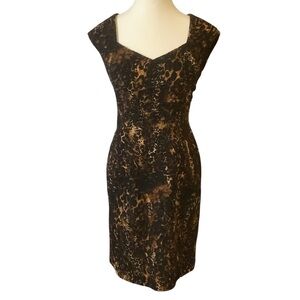 Connected Apparel Black and Brown Animal Print/ Sleeveless Midi Dress/ Size 8